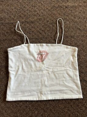 Tube top with tongue and spaghetti straps